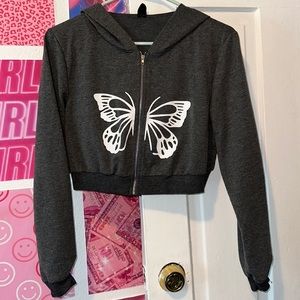 Cropped Butterfly Hoodie